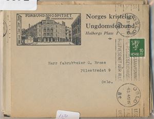 Reklame Lot med 18 konvolutter med store reklamer (flere med baksiden fylt) ca 1920-1950