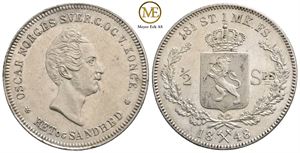 1/2 speciedaler 1848 Oscar I. Kv.0/01