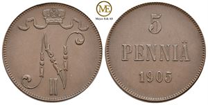 5 pennia 1905 Finland. Kv.0/01