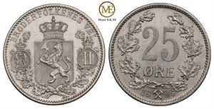 25 øre 1896 Oscar II. Kv.0