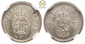 10 øre 1875 Oscar II. Kv.0