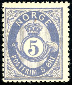 24 IIa. 5 øre skravert Posthorn. (1.200,-).