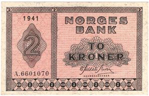 2 kroner 1941 A.6601070. Kv.0/01