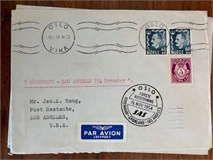 LUFTPOST - København - Grønland - Los Angeles  Nov. 1954