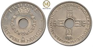 1 krone 1925 Haakon VII. Prakt eksemplar.