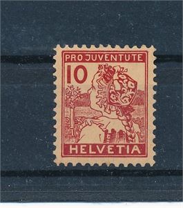 SVEITS xx Mi 129, 1915 Pro Juventute 10c. Signert (€ 110 for x)