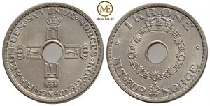 1 krone 1940 Haakon VII. Kv.0