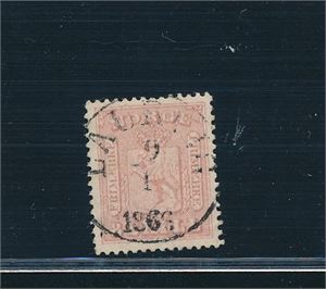 Nk 9 o. Meget pent 8skill rettvendt fullstemplet "LAURVIG 9-1-1866"