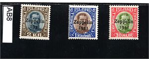 ISLAND x Mi 147-49. 1931 Zeppelin, hengslet serie (€ 200 for xx)
