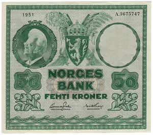 50 kroner 1951 A.3675747. Kv.01