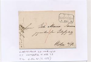 Brev fra Christiania 20. mars 1837 til Cöln via Hamburg
