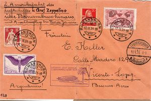 FLYGPOST parti sju (7) bättre flygbrev från diverse länder, bland annat Zeppelin