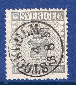 F3a 6 skill bco grå stämplad Stockholm 4.8.1857. Intyg OBE "mycket vackert, rent och fräscht", 3.3.3 (F 12 000-))
