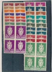 TJENESTE 98-116 xx. Komplett serie i 4-blokker (Hk 2288)