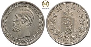 50 øre 1893 Oscar II. Kv.0