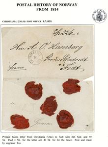 4 bankobrev fra perioden 1814 til 1868, alle med fine segl.