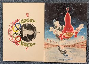 OL-1952, to kort i anledning OL i Oslo, solgt til inntekt for organisasjonskomiteen. Ett brukt og ett ubrukt.