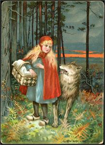 Jenny Nystrøm. Rødhette og ulven. Brukt i 1895. K-1