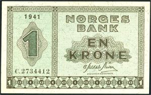 1 krone 1941, serie C.2734412. 01