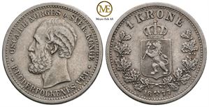 1 krone 1877 Oscar II. Kv.1+