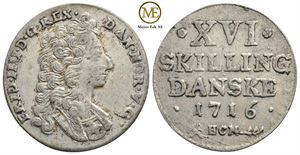 16 skilling 1716 Frederik IV. Kv.1+/01
