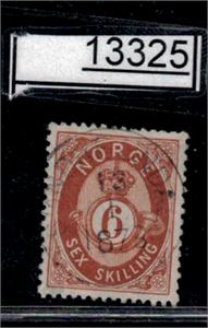 Nk 20 o. 6sk posthorn med svakt stempel "SØNDRE UNDAL". Liten tynn flekk