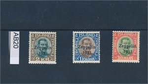 ISLAND x Mi 147-49, 1931 Zeppelin, hengslet serie (€ 200 for xx)