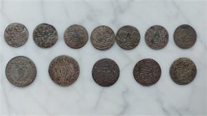Sverige. Karl XI (1660–1697) Samling 1–5 öre silver präglade under Karl XI. Olika årtal och typer med tre