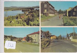 Utsikt over Bergsvannet i Hof + Gammel bebyggelse på Eidsfoss