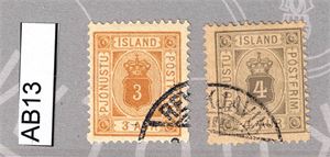 ISLAND - TJENESTE o Mi 3B og 9, 3 og 4 aur grovtagget (€ 70)