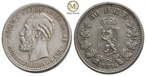 50 øre 1896 Oscar II. Kv.1+