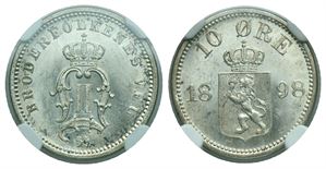 10 øre 1898 Oscar II. Kv.0