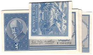 5 kroner 1957 F.1504261-73. 13 stk. i serie. Kv.01-0