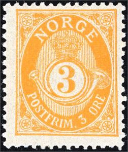 56 A. 3 øre fintagget Centraltrykkeriet. Meget friskt merke. (12.500,-).