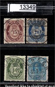 Nk 102b, 103, 107 og 111 o. Fullstempler "STORD", "BERGEN", "MINDE" og "BERGEN"