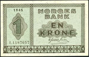 1 krone 1945, serie I.1187657. 01