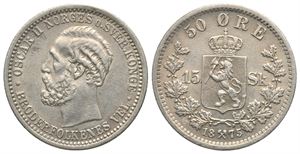 50 øre/15 skilling 1875 Oscar II. Kv.0/01