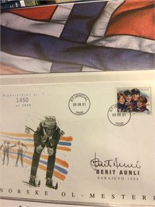 Samling Signaturbrev  Norske OL-mestere (SH)  27 ulike i perm