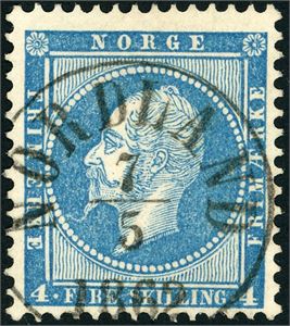 4. 4 skilling Oscar, rettvendt stemplet "Nordland 7.5.1862" (t. 4).
