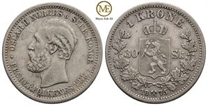 1 krone/30 skilling 1875 Oscar II. Kv.1+