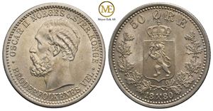 50 øre 1880 Oscar II. Kv.0