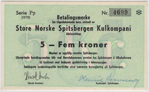 5 kroner 1970 serie P. SNSK. Kv.0/01