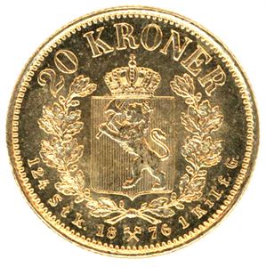 20 kr 1876 i gull. 0/01