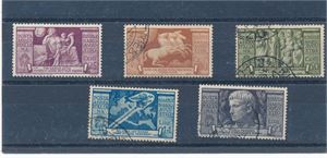 ITALIA o/x Mi 586-90, 1937 Augustus komplett luftpost. 25c er ubrukt