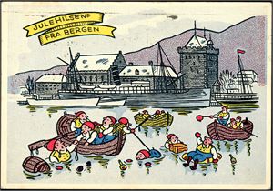 Julehilsen fra Bergen. Brukt i 1937. K-2