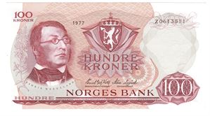 100 kroner 1977 Z.0613011. Erstatningsseddel. 45e. Kv.0