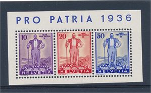 SVEITS xx Mi A294-96, 3 merker fra nedklippet Bl 2 sammenhengende (€ 52)