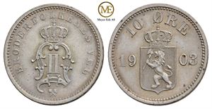 10 øre 1903 Oscar II. Kv.0