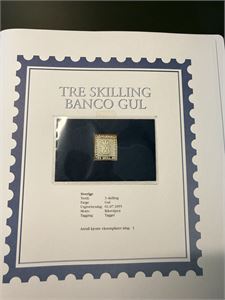 Tre skilling banco gul sølv