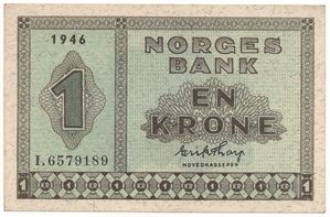 1 krone 1946 I.6579189. Kv.0/01